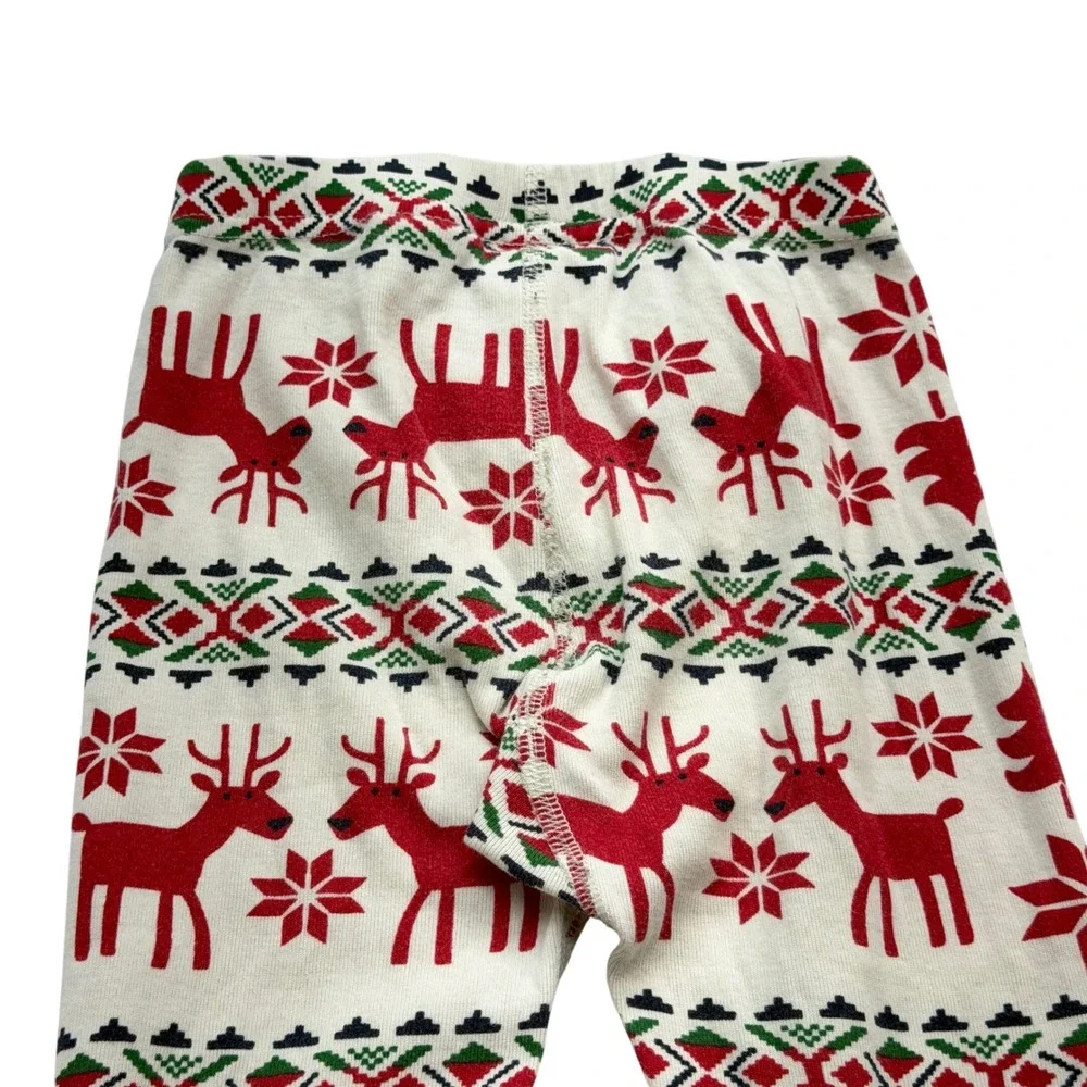 Hanna Andersson Reindeer Fair Isle Long John Pajama Pants Kids 4 Red White